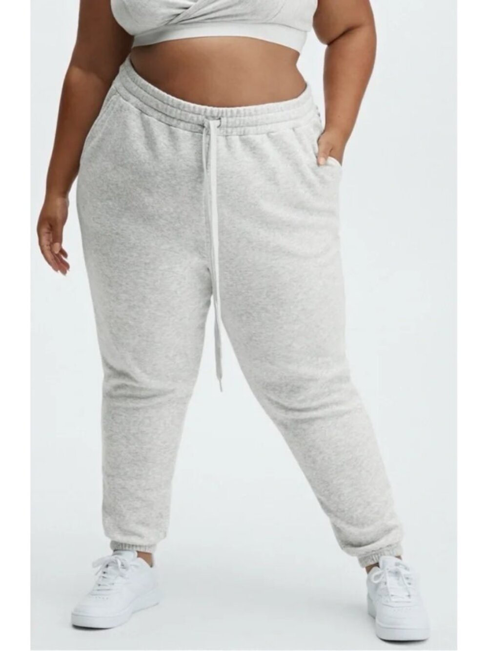 NEW Fabletics Go To Sweat Pant Joggers Light Grey Heather 3X Plus Size
